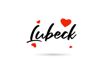 Lubeck handwritten city typography text with love heart