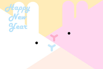 2023年卯年年賀状-シンプル兎ピンク色背景イラスト素材