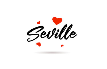 Seville handwritten city typography text with love heart