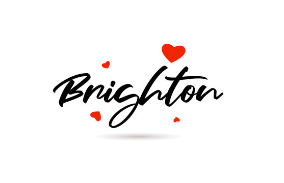 Brighton handwritten city typography text with love heart