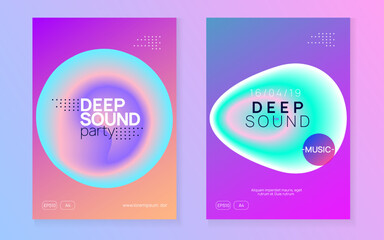 Music Banner. Cool Glitch For Cover. Graphic Pattern For Brochure Template. Jazz Dance Fest. Disco And Exhibition Shape. Purple And Turquoise Music Banner