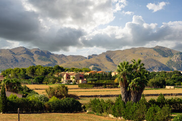 View over mountains from Alcudia old town in Mallorca, Spain.