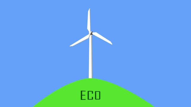 回転する風車とECOの文字