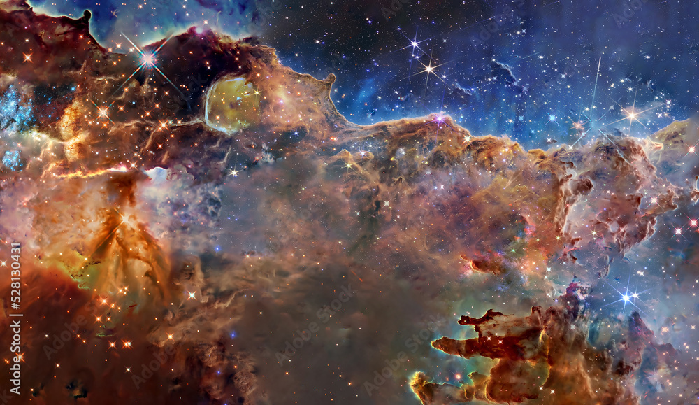 Wall mural somewhere in extreme deep space far galaxies and stardust. science fiction background. elements of t