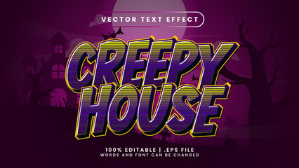 Creepy house 3d editable text effect with halloween and scary text style