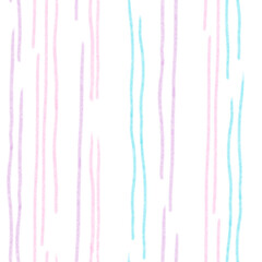 Digital basic abstract blurry pink and blue seamless pattern. Pink paintbrush lines diagonal seamless design for fabric, texile print, dress print. Hand drawn brush strokes on white background