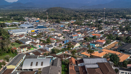 Aerial  view of the historic center of Morretes, State of Paraná, South of Brazil. Special ...