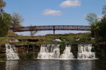 Pretty Water Lake Waterfall and Bridge