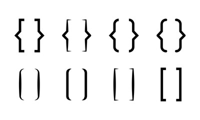 Bracket icon collection. Black bracket set. Icon vintage typography symbol for web design or stock.