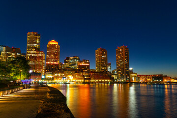 Fototapeta na wymiar landscape night view of Boston harbor