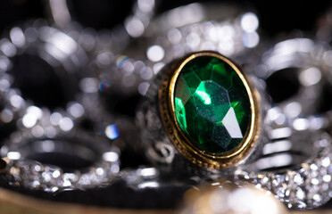 green and silver earrings