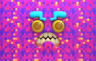 3D Faces render emote image angry monster upset conflicted