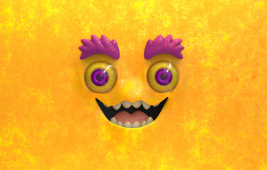 3D Faces render emote image happy monster mischievous smile