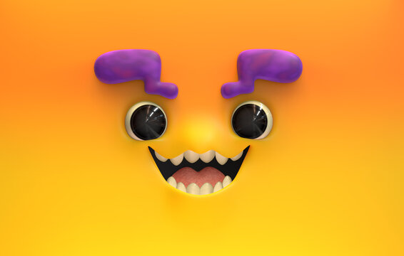 3D Faces render emote image happy monster mischievous smile