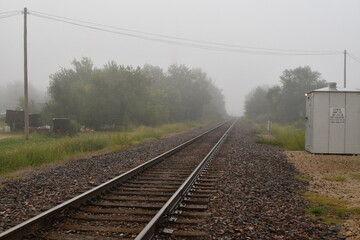 Fototapeta na wymiar Foggy Train Tracks