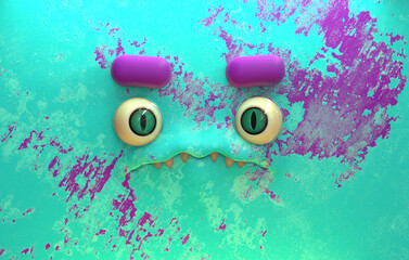 3D Faces render emote image monster upset angry 
