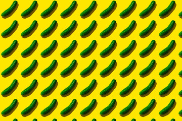 green cucumber pattern on yellow background pop art design