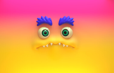 3D Faces render emote image monster upset angry 
