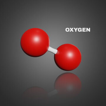 Two molecules of Oxygen on grey background, illustration
