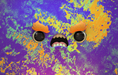 3D Faces render emote image screaming angry upset