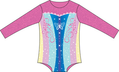 Design for a print of beachwear or pool wear. Princess outfit