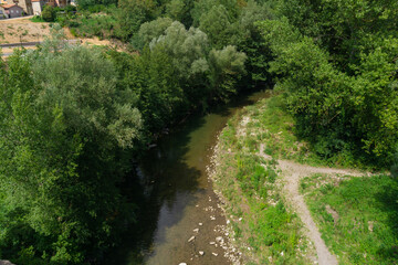 View from the top of the river Ter and green vegetation