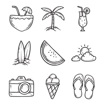summer hand drawn icon illustration