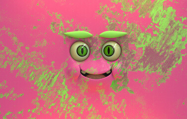 3D Faces render emote image smiling happy joy expectant