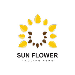 Sunflower Logo Design, Ornamental Plant Garden Plant Icon Vector, Company Product Brand