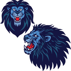 Naklejka premium Lion Head Logo Set Collection Design Illustration