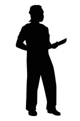 Killer or assassin with knife silhouette vector on white background, alien, people graphic design for Halloween day.