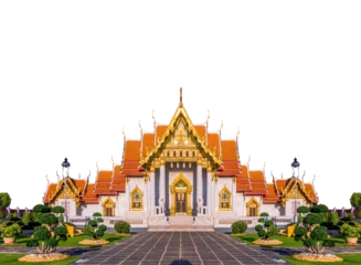 Selbstklebende Fototapeten Marble Temple of Bangkok, Thailand, Wat Benchamabophit, Bangkok, Amazing Thailand Tourist attractions in Marble Temple © chalermphon