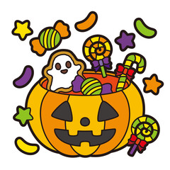 ジャック・オ・ランタン お菓子 バスケット 線アリ