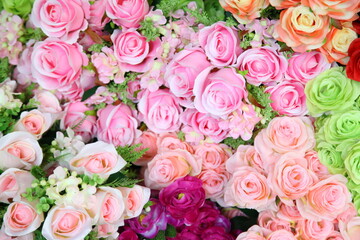 Artificial rose flowers mixed bouquet