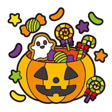halloween pumpkin candy basket cartoon clip art preview