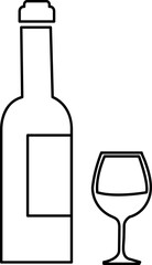 bottle and wine glass icon on white background..eps