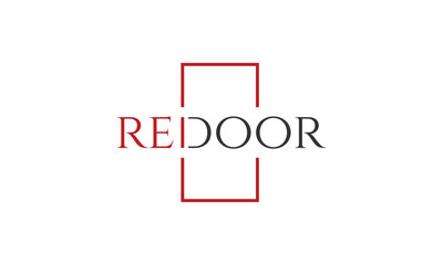 Red Door Logo Design. Vector Illustration.