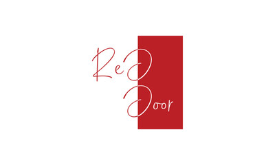 Red Door Logo Design. Vector Illustration.