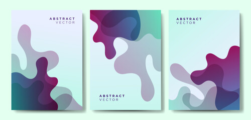 Minimalist gradient cover backgrounds vector set with modern shapes. Modern wallpaper design for presentation, posters, cover, website and banner