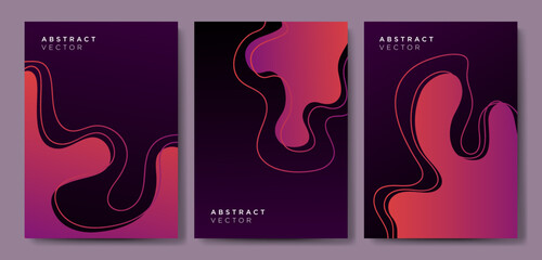 Minimalist gradient cover backgrounds vector set with modern shapes. Modern wallpaper design for presentation, posters, cover, website and banner