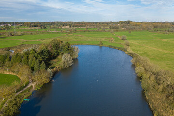 Aerial view of the Old Durme river, in Flanders (Belgium)