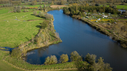 Fototapeta na wymiar Aerial view of the Old Durme river, in Flanders (Belgium)
