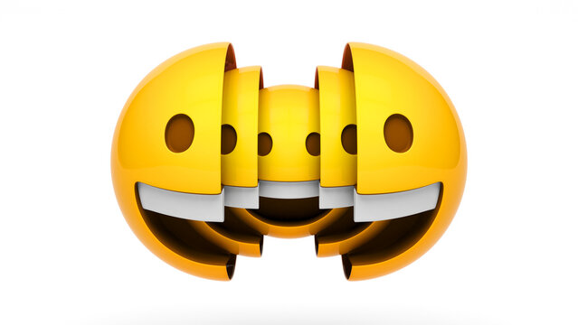 Inner calm, peace, happiness concept with emoji in 8K. Mental health.
