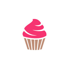 pink cupcake isolated on white background