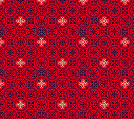 Ajrakh floral pattern, illustration. Sindhi Colorful Red Ajrak Pattern.
