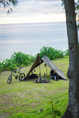キャンプ 沖縄 海キャンプ 絶景キャンプ 自転車 ソロキャンプ