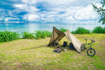 キャンプ 沖縄 海キャンプ 絶景キャンプ 自転車 ソロキャンプ
