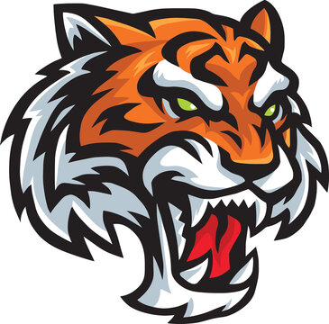 Tiger Head Logo Roaring Esport Sports Mascot Design Illustration Art Icon