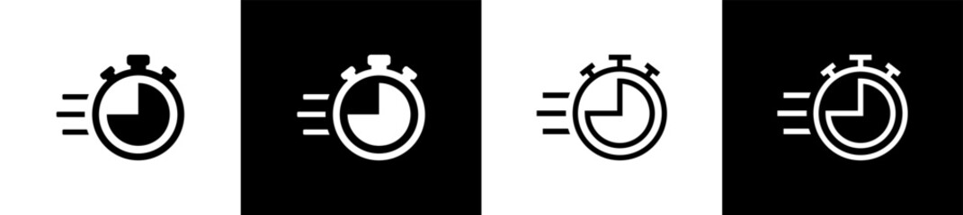 Quick time icon, speed time symbol signs, vector illustration