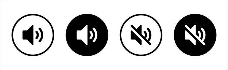 Speaker sound icon. Modern volume sound signs. Loudspeaker symbol for apps and websites